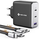 NOVOO 120W USB C Ladegerät GaN Ⅲ 3-Port USB C Netzteil...