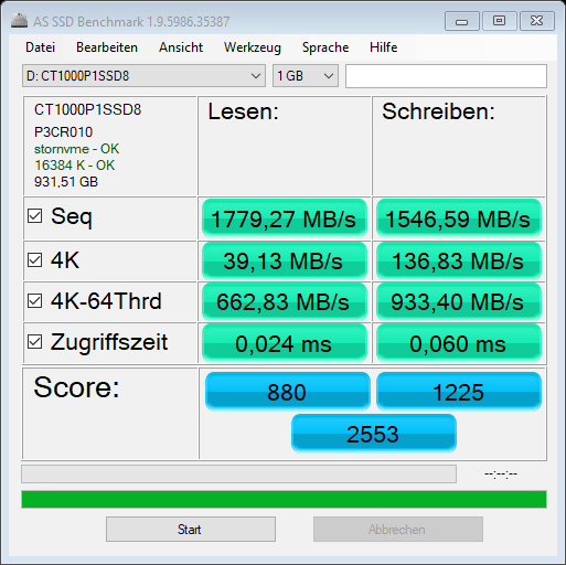 Crucial P1 AS SSD