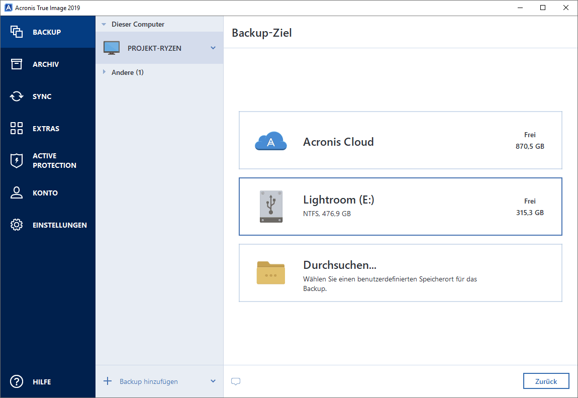 acronis true image 2019 backup from sveral computers