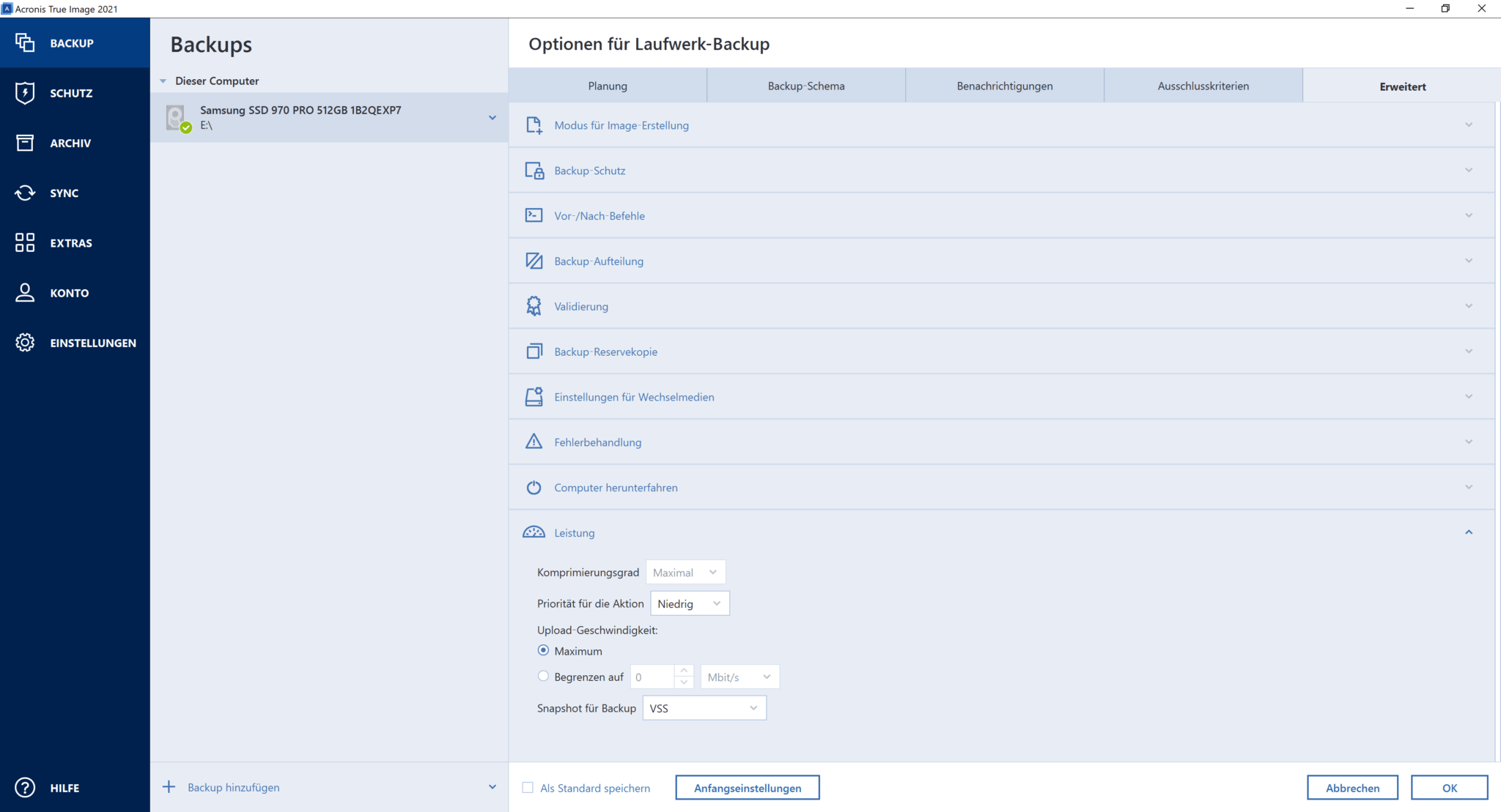 acronis true image trial limitations