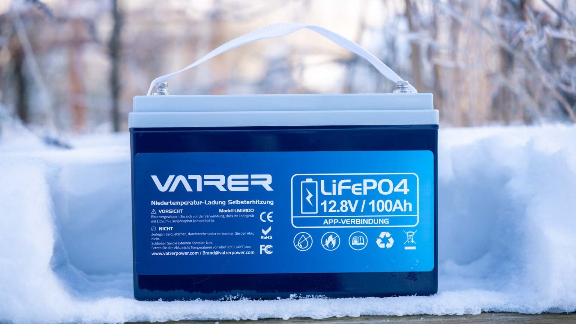 VATRER POWER LiFePO4 12V 100AH Mit Selbsterwärmung – 100A BMS, Bluetooth, -20°C Ladefähig, 5000 Zyklen – Für Wohnmobil, Solar & Off-Grid