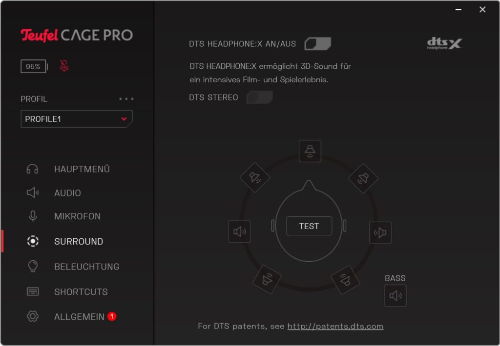 CAGE PRO Software DTS und Virtueller Raumklang