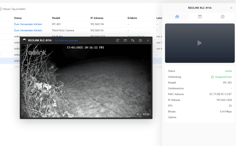 Reolink Überwachungskameras in Ubiquiti NVR (Protect) einbinden