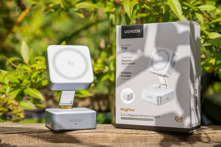 25W kabellos Laden nach QI 2.2, das UGREEN MagFlow 2-in-1 Magnetisches Kabelloses Ladegerät im Test