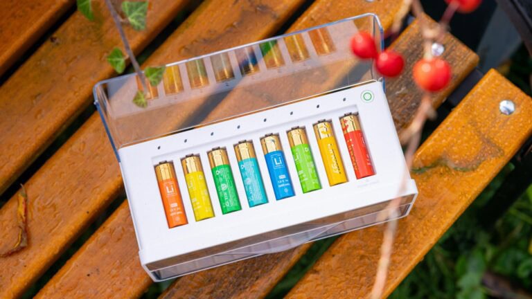 Linogy AA und AAA Lithium-Akkus im Test, Ladegerät mit Auswurf-Automatik